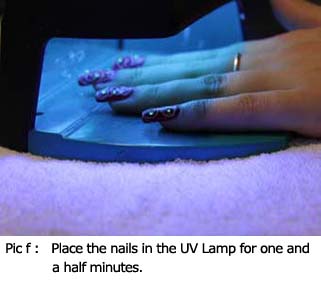 Place the nails in the UV Lamp for one and a half minutes.